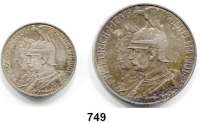 R E I C H S M Ü N Z E N,Preussen, Königreich Wilhelm II. 1888 - 1918 2 und 5 Mark 1901.  Jaeger 105 und 106.  200 Jahre Königreich.  LOT. 2 Stück.
