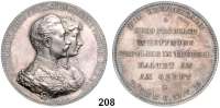 Deutsche Münzen und Medaillen,Preußen, Königreich Wilhelm II. 1888 - 1918 Silbermedaille o.J. (ab 1906, E. Weigand).  Zum Ehejubiläum.  Doppeltes Brustbild rechts. / Schrift.  45 mm.  50,29 g.  Sommer W 82.  Im Originaletui.