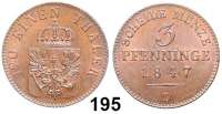 Deutsche Münzen und Medaillen,Preußen, Königreich Friedrich Wilhelm IV. 1840 - 1861 3 Pfennig 1847 D.  Olding 347.  AKS 90.  Jg. 52.