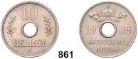 Besetzte Gebiete  -  Kolonien  -  Danzig,Deutsch - Ostafrika  10 Heller 1909 J.  Jaeger 719.