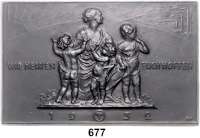 M E D A I L L E N,Eisenkunstguß  Einseitige Plakette 1932 (Fritz Hörnlein bei Lauchhammer).  Zu Weihnachten.  Kniende Frau mit drei Kindern, daneben WIR HEISSEN - EUCH HOFFEN, im Hintergrund Berglandschaft mit Sonne und Hütten.  92/145 mm.  240,2 g. Lauchhammer Bildguß 1933, S. 263.  Stummann-Bowert 182-12.  AVA 255.