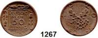 P O R Z E L L A N M Ü N Z E N,D E U T S C H E S     R E I C H  50 Pfennig 1920 braun (22 mm).  Gipsform.  Liegende Kurschwerter.  Menzel 5077.12.