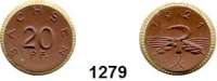 P O R Z E L L A N M Ü N Z E N,S A C H S E N  20 Pfennig 1921 braun mit Goldrand.  Menzel  22281.?.
