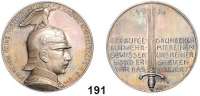 Deutsche Münzen und Medaillen,Preußen, Königreich Wilhelm II. 1888 - 1918 Silbermedaille 1914 (A. Galambos bei Grünthal).  Brustbild rechts mit Adlerhelm. / Jahr und Zitat des Kaisers neben aufgerichtetem Schwert.  Rand: SILBER 990. 34,3 mm.  17,94 g.  Zetzmann 2007.