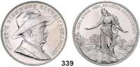 M E D A I L L E N,Personen Bismarck, Fürst Otto von Silbermedaille 1895 (unsigniert). Zu seinem 80. Geburtstag. Brustbild rechts mit Hut. / Stehende Germania mit Schwert und Schild vor Friedrichsruh. Rand: * BISMARCK * SEGENSMÜNZE. 38,5 mm. 27,9 g. Bennert 162.