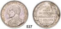 M E D A I L L E N,Weltkrieg Silbermedaille 1914 (M. & W. ST.). Zur Erinnerung an die Schlacht bei Mühlhausen i. E. 10. August 1914. Brustbild Kaiser Wilhelm II. nach links. / 5 Textzeilen im Lorbeerkranz. 33,5 mm. 15,27 g. Rand : 950 SILBER. Zetzmann --.