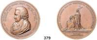 M E D A I L L E N,Personen Nicolai, Johann David Bronzemedaille 1821 (Loos/Voigt). Auf sein 50jähriges Dienstjubiläum. Brustbild nach links. / Religio steht mit Kreuz nach links neben Altar und weist auf Kelch. Jungk 32. 42,5 mm. 35,32 g.