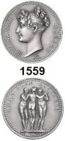 AUSLÄNDISCHE MÜNZEN,Frankreich Napoleon I. 1804 - 1815 Silbermedaille o.J. (1808/Andrieu).  Auf den Münzbesuch von Napoleons Schwester, Fürstin Pauline Borghese.  Büste der Fürstin nach links. / Drei nackte Grazien.  Randpunze : 1 ARGENT.  22,5 mm.  6,92 g.  Slg. Julius 1975/76.  Bramsen 770.