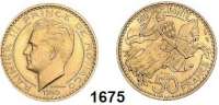 AUSLÄNDISCHE MÜNZEN,Monaco Rainier III. 1949 - 2005 50 Francs 1950.  Essai.  Aluminium-Bronze.  KM E 30.  Auflage 1.700 Exemplare.