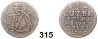 Deutsche Münzen und Medaillen,Sachsen - Weimar - Eisenach Ernst August Konstantin 1748 - 1758 1 Guter Pfennig 1757 (Zwittermünze).  1,95 g.  Verschlungenes Monogram FDS (durch versehentlichen Einsatz alter Vorderseitenstempel entstanden).  Koppe 555 Anm.