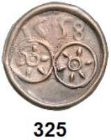 Deutsche Münzen und Medaillen,L O T S     L O T S     L O T S  Einseitige Einlassmarke 1588 (Brakteatenförmig).  1558 über zwei Rädern mit je 6 Speichen.  23 mm.