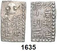 AUSLÄNDISCHE MÜNZEN,Japan Jyemari 1787 - 1837 2 SHU (Nishu Gin) o.J. (1824-30).  9,98 g.  Craig 13 a.