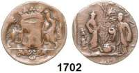 AUSLÄNDISCHE MÜNZEN,Niederlande Utrecht, Provinz Kupfermedaille in Form eines Duit.  Wappen, links Löwe, rechts Löwe durch Verprägung 