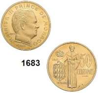 AUSLÄNDISCHE MÜNZEN,Monaco Rainier III. 1949 - 2005 50 Centimes 1962.  Essai.  Aluminium-Bronze.  Schön 22 a.  KM E 49.  Auflage 1.200 Exemplare.