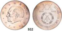 Deutsche Demokratische Republik,M E D A I L L E N Feinsilbermedaillen 1969. Wilhelm Pieck - XX Jahre DDR. 40 mm. 21,49 g.