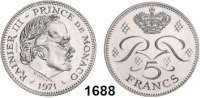 AUSLÄNDISCHE MÜNZEN,Monaco Rainier III. 1949 - 2005 5 Francs 1971.  Essai.  Silber.  Schön 26 E.  KM E 59.  Auflage 250 Exemplare.