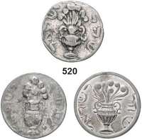 M E D A I L L E N,Judaica Sog. Görlitzer Schekel (Nachahmung des Schekels des ersten jüdischen Aufstandes 66-70 n. Chr.). Blei/Zinn Legierung. Räuchergefäß. / Ölzweig. LOT. 3 Stück. 30/31,5 mm.