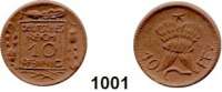 P O R Z E L L A N M Ü N Z E N,D E U T S C H E S     R E I C H  10 Pfennig o.J.(1920) braun (21,5 mm).  Gipsform.  Liegende Kurschwerter.  Menzel 2834.1.
