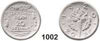 P O R Z E L L A N M Ü N Z E N,D E U T S C H E S     R E I C H  20 Pfennig 1920 weiß (23,2 mm).  Gipsabformung zu Scheuch 2.n.  Liegende Schwerter.  