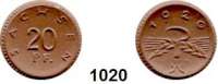 P O R Z E L L A N M Ü N Z E N,S A C H S E N  20 Pfennig 1920 braun.  Gipsform.  Menzel 22281.1.