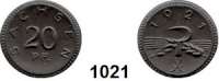 P O R Z E L L A N M Ü N Z E N,S A C H S E N  20 Pfennig 1921 schwarz (durch zu langes Brennen).  Zu Menzel  22281.6