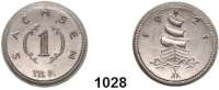 P O R Z E L L A N M Ü N Z E N,S A C H S E N  1 Mark 1921 braun.  Vollversilbert.  Menzel 22281.15.