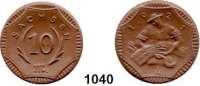 P O R Z E L L A N M Ü N Z E N,S A C H S E N  10 Mark 1921 braun (ohne Goldrand).  Menzel 22281.45.