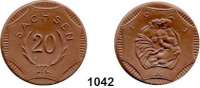 P O R Z E L L A N M Ü N Z E N,S A C H S E N  20 Mark 1921 braun (ohne Goldrand).  Menzel 22281.56.