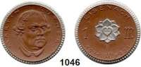 P O R Z E L L A N M Ü N Z E N,S T Ä D T E M Ü N Z E N Eisenach 1 Mark 1921 braun, Rand und Lutherrose silber.  Menzel 6273.4.  Variante 