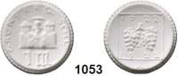 P O R Z E L L A N M Ü N Z E N,S T Ä D T E M Ü N Z E N Grünberg 1 Mark 1922 weiß.  Gipsform.  Menzel 9888.10.