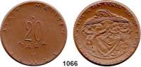 P O R Z E L L A N M Ü N Z E N,S T Ä D T E M Ü N Z E N Meissen 20 Mark 1921 braun.  Gipsform.  Menzel 16528.31.