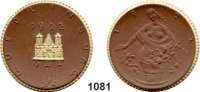P O R Z E L L A N M Ü N Z E N,S T Ä D T E M Ü N Z E N Quedlinburg Ohne Wertangabe 1922 braun, Rand und Wappen gold.  Gipsform.