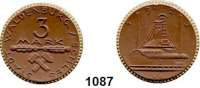 P O R Z E L L A N M Ü N Z E N,S T Ä D T E M Ü N Z E N Waldenburg 3 Mark 1922 braun mit Goldrand.  Menzel 25905.8