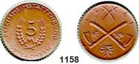 P O R Z E L L A N M Ü N Z E N,SPENDENMÜNZEN VON VERBÄNDEN UND VEREINEN Ostsachsen 5 Mark 1921 braun, Rand grün.  Reichsheimstättenbund.  Kehrprägung !!.