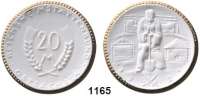 P O R Z E L L A N M Ü N Z E N,SPENDENMÜNZEN VON VERBÄNDEN UND VEREINEN Ostsachsen 20 Mark 1921 weiß mit Goldrand.  Reichsheimstättenbund.
