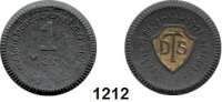 P O R Z E L L A N M Ü N Z E N,Münzen von anderen Deutschen Keramischen Fabriken Charlottenburg 1 Mark 1921 dunkelgrün, Wappen gold, 