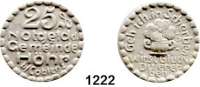 P O R Z E L L A N M Ü N Z E N,Münzen von anderen Deutschen Keramischen Fabriken Höhr 25 Pfennig 1921 grau, glasiert.  Menzel 11709.3.  Stempeldrehung 75 Grad.