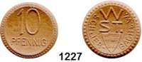 P O R Z E L L A N M Ü N Z E N,Münzen von anderen Deutschen Keramischen Fabriken Schlierbach 10 Pfennig o.J.(1921) braun.  23 mm.  Menzel 22690.2