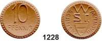 P O R Z E L L A N M Ü N Z E N,Münzen von anderen Deutschen Keramischen Fabriken Schlierbach 10 Pfennig o.J.(1921) braun.  23 mm.  Menzel 22690.2.