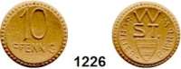 P O R Z E L L A N M Ü N Z E N,Münzen von anderen Deutschen Keramischen Fabriken Schlierbach Wächtersbacher Steingutfabrik.  10 Pfennig o.J. (1921)  braun.  20 mm.  Menzel 22690.1.