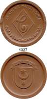 MEDAILLEN AUS PORZELLAN,Staatliche Porzellan-Manufaktur MEISSEN Halle 1956 (braun) 65 mm.  Sportclub 