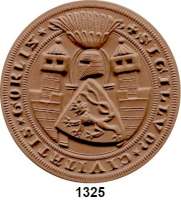 MEDAILLEN AUS PORZELLAN,Staatliche Porzellan-Manufaktur MEISSEN Görlitz 1971 braun (78 mm).  Städtische Kunstsammlungen.  Auflage 100 Exemplare.   W. 5245.1.0.
