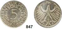 B U N D E S R E P U B L I K,  5 Mark 1958 J.  Jaeger 387.