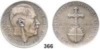 M E D A I L L E N,Personen Hitler, Adolf Silbermedaille 1938 (Hanisch-Concée ). Auf den Anschluß Österreichs und die Eingliederung des Sudetenlandes. Hitlerkopf rechts. / Reichsapfel zwischen den Daten des Anschlusses Österreichs und des Viermächteabkommens . Rand : HAUPTMÜNZAMT WIEN 835. 36 mm. 21,3 g. Colbert-Hyder C 114.
