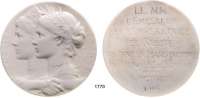 AUSLÄNDISCHE MÜNZEN,Russland Nikolaus II. 1894 - 1917 Weiße Porzellanmedaille 1896 (J.-C. Chaplain).  Auf den Besuch der Manufaktur Sevres.  Personifizierte 