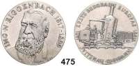 M E D A I L L E N,Eisenbahn Schweiz, Silbermedaille 1971 (900). Ing. N. Riggenbach (1817-1899). Erste Bergbahn Europas Vitznau - Rigibahn. Brustbild nach halblinks. / Bergbahn-Lokomotive. 33 mm. 14,65 g.