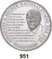 Deutsche Demokratische Republik,M E D A I L L E N Feinsilbermedaille o.J. (nach 1990). Johannes R. Becher - Nationalhymne der DDR. 40 mm. 20 g.