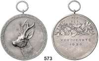 M E D A I L L E N,Varia Silbermedaille mit Öse 1936 (990). Hirschkopf im Eichenkranz. / Lorbeerzweige und Gravur :