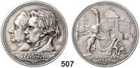 M E D A I L L E N,Medailleur Karl Goetz Silbermedaille 1926. Wartburg Maientage. Köpfe von Goethe und Beethoven nach links. 36 mm. 19,65 g. Kienast 367.