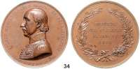 Österreich - Ungarn,Habsburg - Lothringen Ferdinand I. 1835 - 1848 Bronzemedaille 1846 (Johann Josef Daniel Boehm). Erzherzog Josef - 50 Jahre Palatin von Ungarn. Brustbild nach links. / Vier Textzeilen im Kranz. 53 mm. 77,84 g. Slg. Montenuovo 2618.